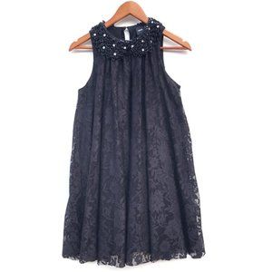 ASOS Black Lace Dress Beaded Collar Size 4